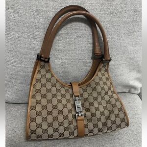 Gucci Tan and Brown GG Canvas Shoulder Bag